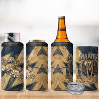 Maahes Ancient Egyptian 4 in 1 Can Cooler Tumbler Geometric Pattern Winged Lion Deity, and Sacred Lotus Motif - Wonder Print Shop