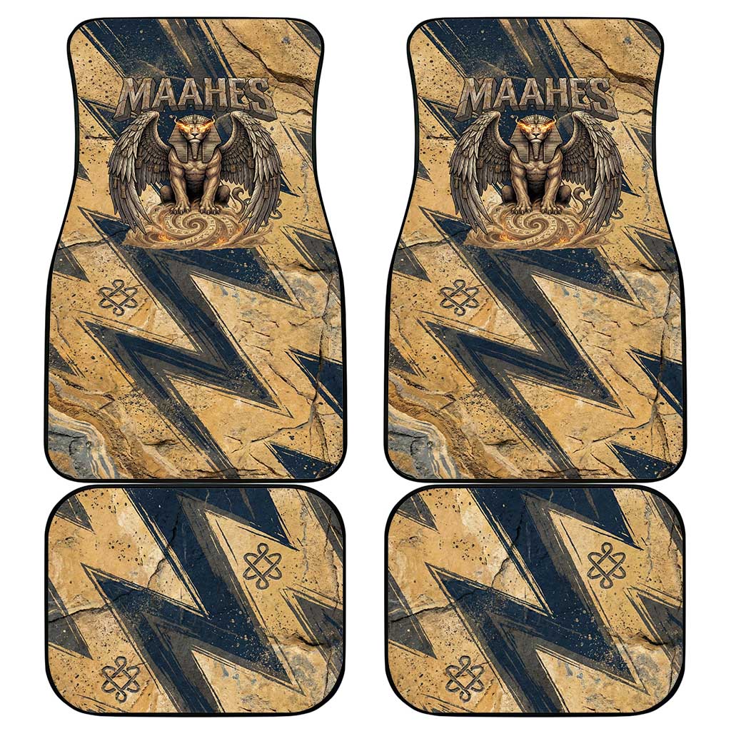 Maahes Ancient Egyptian Car Mats Geometric Pattern Winged Lion Deity, and Sacred Lotus Motif - Wonder Print Shop