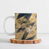Maahes Ancient Egyptian Ceramic Mug Geometric Pattern Winged Lion Deity, and Sacred Lotus Motif - Wonder Print Shop
