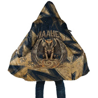 Maahes Ancient Egyptian Cloak Geometric Pattern Winged Lion Deity, and Sacred Lotus Motif - Wonder Print Shop
