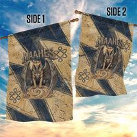 Maahes Ancient Egyptian Garden Flag Geometric Pattern Winged Lion Deity, and Sacred Lotus Motif - Wonder Print Shop