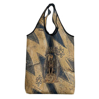 Maahes Ancient Egyptian Grocery Bag Geometric Pattern Winged Lion Deity, and Sacred Lotus Motif - Wonder Print Shop