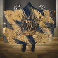 Maahes Ancient Egyptian Hooded Blanket Geometric Pattern Winged Lion Deity, and Sacred Lotus Motif - Wonder Print Shop