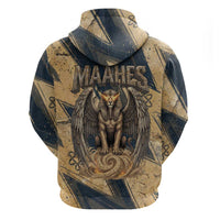 Maahes Ancient Egyptian Hoodie Geometric Pattern Winged Lion Deity, and Sacred Lotus Motif - Wonder Print Shop