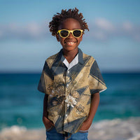 Maahes Ancient Egyptian Kid Hawaiian Shirt Geometric Pattern Winged Lion Deity, and Sacred Lotus Motif - Wonder Print Shop