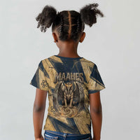 Maahes Ancient Egyptian Kid T shirt Geometric Pattern Winged Lion Deity, and Sacred Lotus Motif - Wonder Print Shop