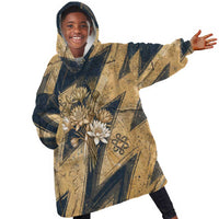 Maahes Ancient Egyptian Kid Wearable Blanket Hoodie Geometric Pattern Winged Lion Deity, and Sacred Lotus Motif - Wonder Print Shop