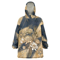 Maahes Ancient Egyptian Kid Wearable Blanket Hoodie Geometric Pattern Winged Lion Deity, and Sacred Lotus Motif - Wonder Print Shop