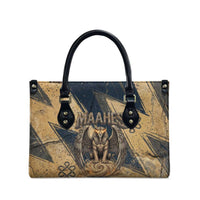 Maahes Ancient Egyptian Leather Bag Geometric Pattern Winged Lion Deity, and Sacred Lotus Motif - Wonder Print Shop