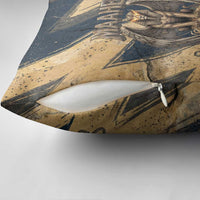 Maahes Ancient Egyptian Pillow Cover Geometric Pattern Winged Lion Deity, and Sacred Lotus Motif - Wonder Print Shop