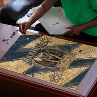 Maahes Ancient Egyptian Puzzle Geometric Pattern Winged Lion Deity, and Sacred Lotus Motif - Wonder Print Shop