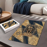 Maahes Ancient Egyptian Puzzle Geometric Pattern Winged Lion Deity, and Sacred Lotus Motif - Wonder Print Shop
