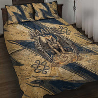 Maahes Ancient Egyptian Quilt Bed Set Geometric Pattern Winged Lion Deity, and Sacred Lotus Motif - Wonder Print Shop