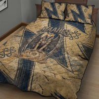 Maahes Ancient Egyptian Quilt Bed Set Geometric Pattern Winged Lion Deity, and Sacred Lotus Motif - Wonder Print Shop