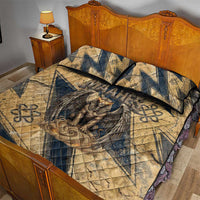Maahes Ancient Egyptian Quilt Bed Set Geometric Pattern Winged Lion Deity, and Sacred Lotus Motif - Wonder Print Shop