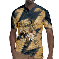 Maahes Ancient Egyptian Rugby Jersey Geometric Pattern Winged Lion Deity, and Sacred Lotus Motif - Wonder Print Shop