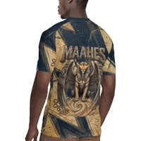 Maahes Ancient Egyptian Rugby Jersey Geometric Pattern Winged Lion Deity, and Sacred Lotus Motif - Wonder Print Shop