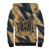 Maahes Ancient Egyptian Sherpa Hoodie Geometric Pattern Winged Lion Deity, and Sacred Lotus Motif - Wonder Print Shop