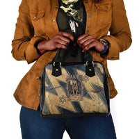 Maahes Ancient Egyptian Shoulder Handbag Geometric Pattern Winged Lion Deity, and Sacred Lotus Motif - Wonder Print Shop