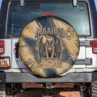 Maahes Ancient Egyptian Spare Tire Cover Geometric Pattern Winged Lion Deity, and Sacred Lotus Motif - Wonder Print Shop