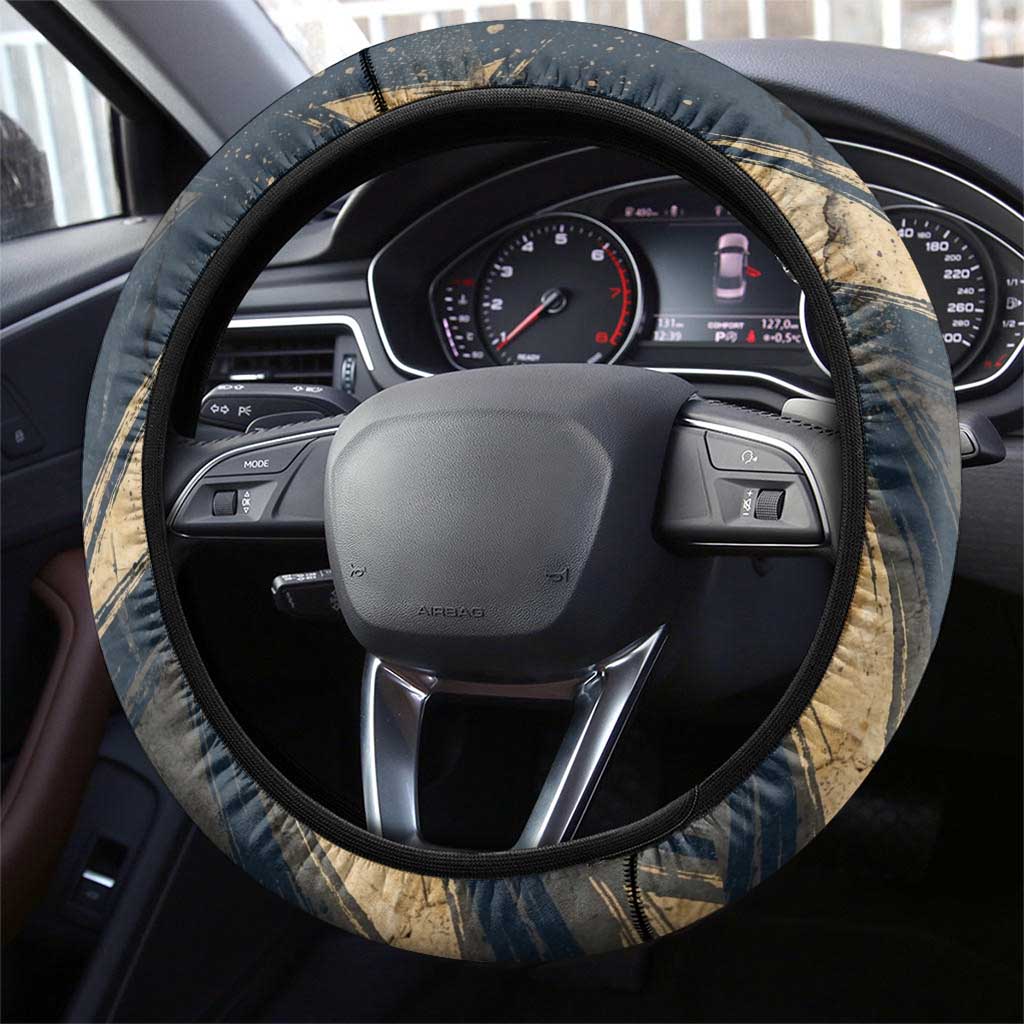Maahes Ancient Egyptian Steering Wheel Cover Geometric Pattern Winged Lion Deity, and Sacred Lotus Motif - Wonder Print Shop