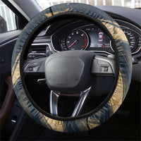 Maahes Ancient Egyptian Steering Wheel Cover Geometric Pattern Winged Lion Deity, and Sacred Lotus Motif - Wonder Print Shop