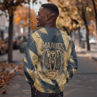 Maahes Ancient Egyptian Sweatshirt Geometric Pattern Winged Lion Deity, and Sacred Lotus Motif - Wonder Print Shop