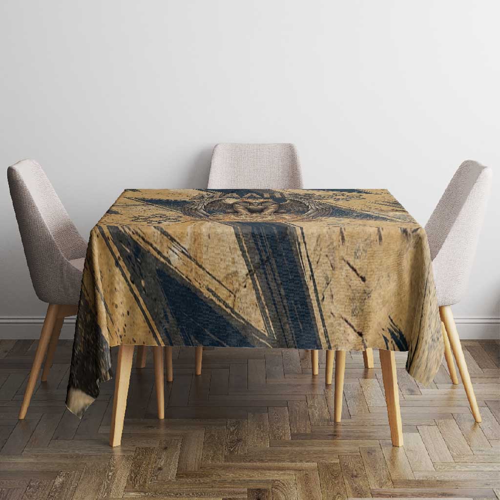 Maahes Ancient Egyptian Tablecloth Geometric Pattern Winged Lion Deity, and Sacred Lotus Motif - Wonder Print Shop