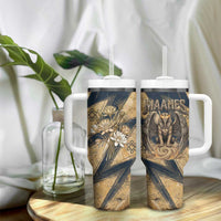 Maahes Ancient Egyptian Tumbler With Handle Geometric Pattern Winged Lion Deity, and Sacred Lotus Motif - Wonder Print Shop
