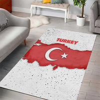 Turkey Flag Map Red and White Area Rug with National Symbol