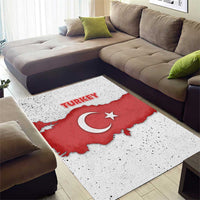 Turkey Flag Map Red and White Area Rug with National Symbol