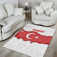 Turkey Flag Map Red and White Area Rug with National Symbol
