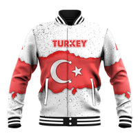 Turkey Flag Map Red and White Baseball Jacket with National Symbol