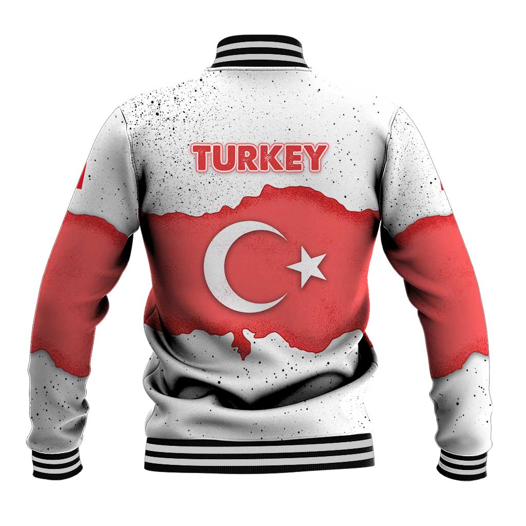Turkey Flag Map Red and White Baseball Jacket with National Symbol