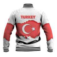 Turkey Flag Map Red and White Baseball Jacket with National Symbol