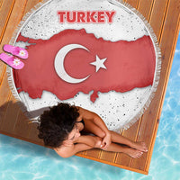 Turkey Flag Map Red and White Beach Blanket with National Symbol
