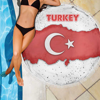 Turkey Flag Map Red and White Beach Blanket with National Symbol
