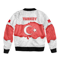 Turkey Flag Map Red and White Bomber Jacket with National Symbol