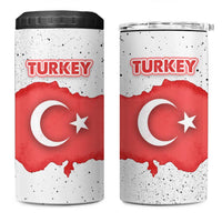Turkey Flag Map Red and White 4 in 1 Can Cooler Tumbler with National Symbol
