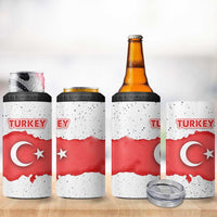 Turkey Flag Map Red and White 4 in 1 Can Cooler Tumbler with National Symbol