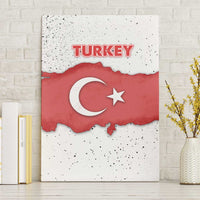 Turkey Flag Map Red and White Canvas Wall Art with National Symbol