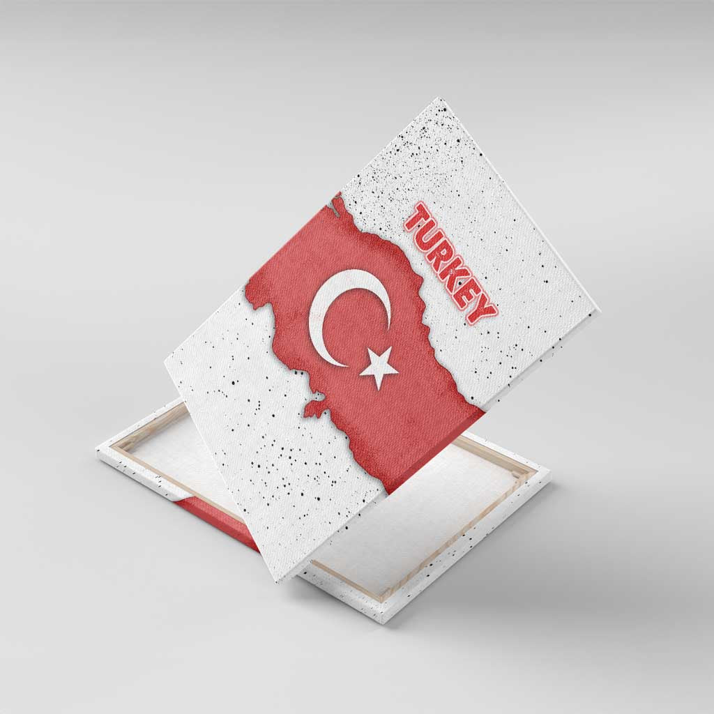 Turkey Flag Map Red and White Canvas Wall Art with National Symbol