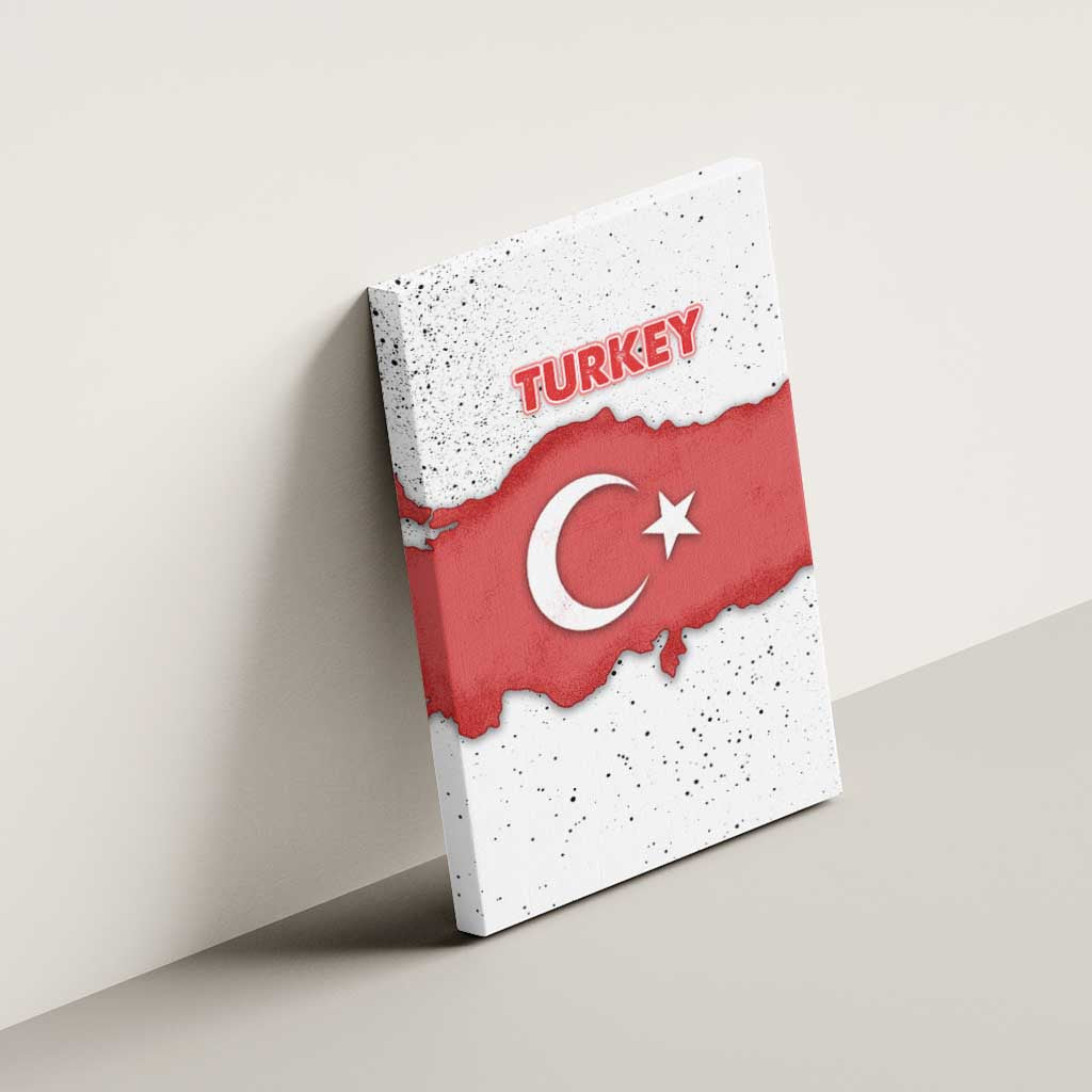 Turkey Flag Map Red and White Canvas Wall Art with National Symbol