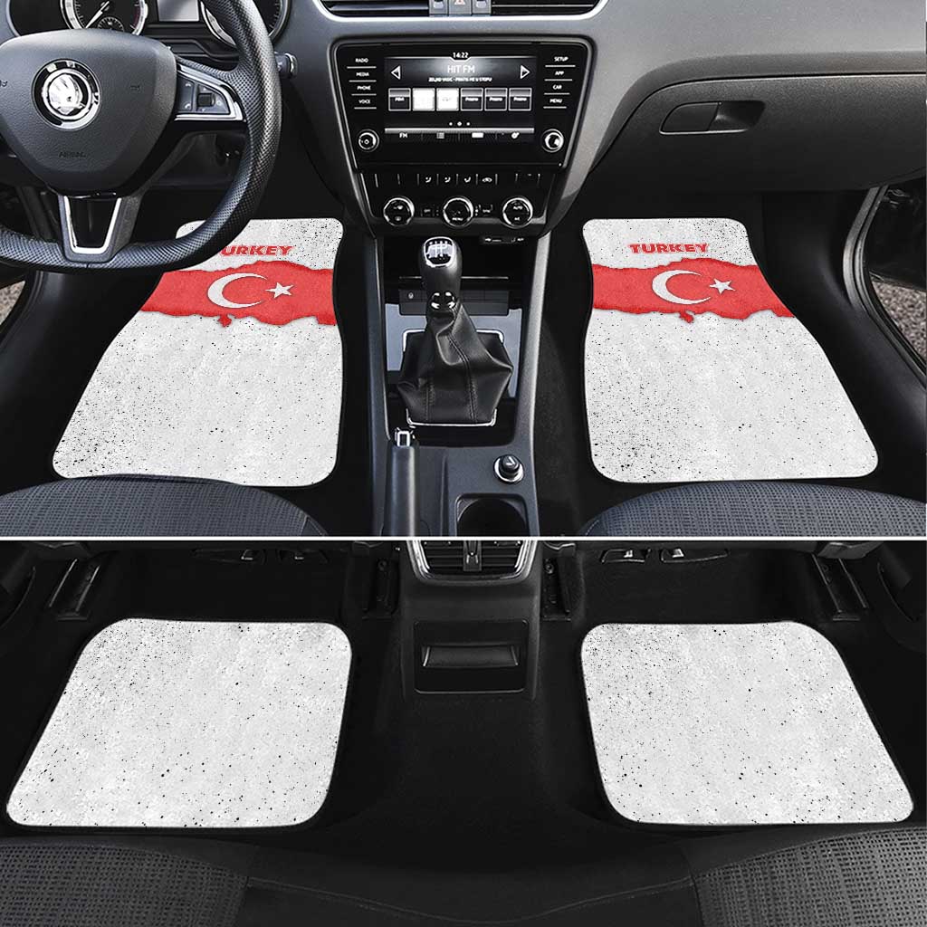 Turkey Flag Map Red and White Car Mats with National Symbol