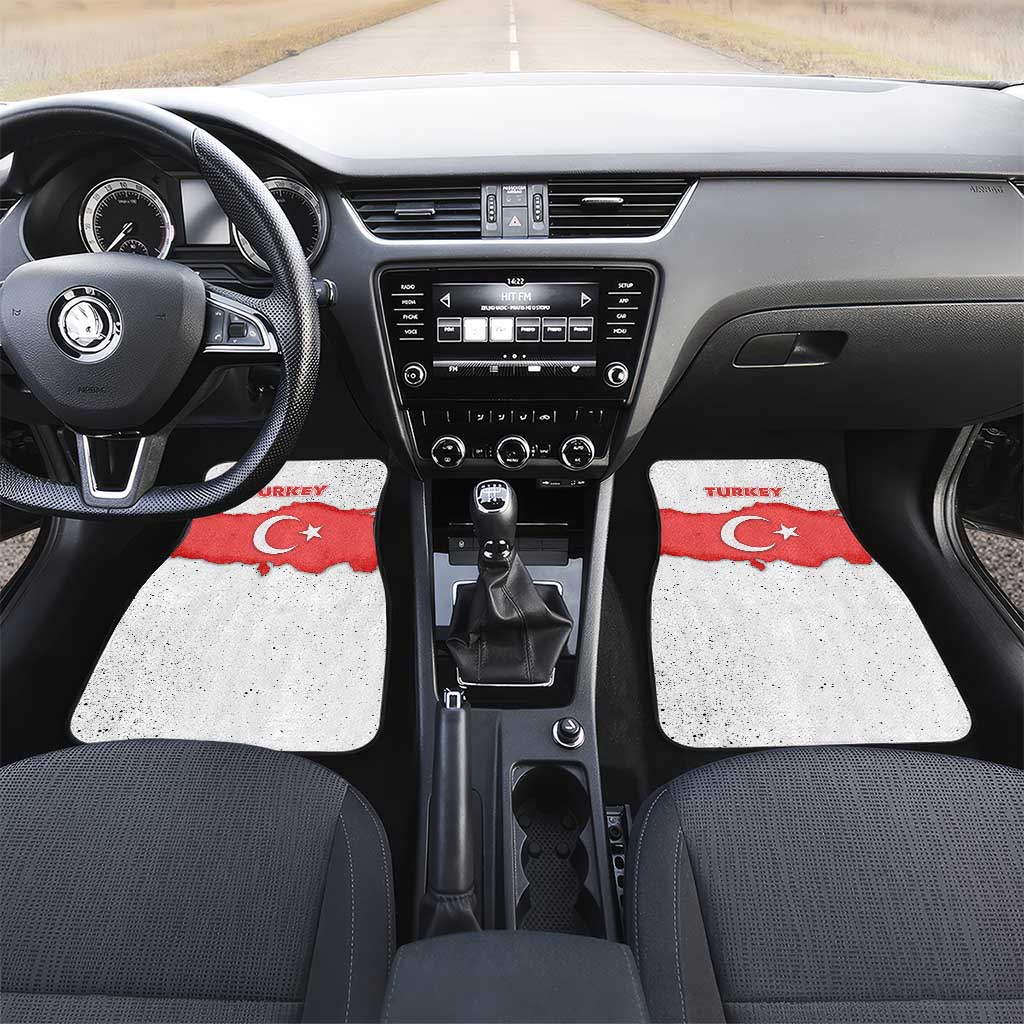 Turkey Flag Map Red and White Car Mats with National Symbol