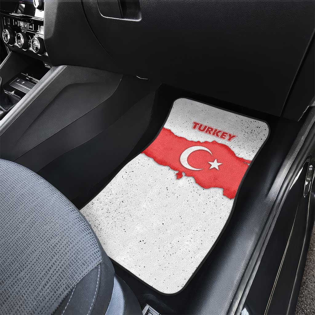 Turkey Flag Map Red and White Car Mats with National Symbol
