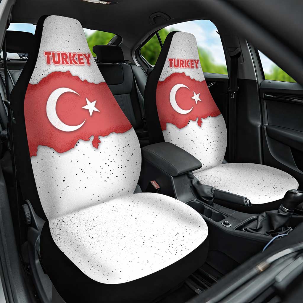 Turkey Flag Map Red and White Car Seat Cover with National Symbol