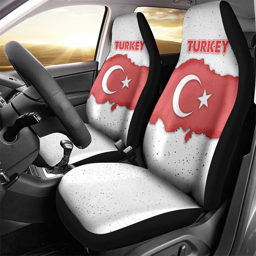 Turkey Flag Map Red and White Car Seat Cover with National Symbol