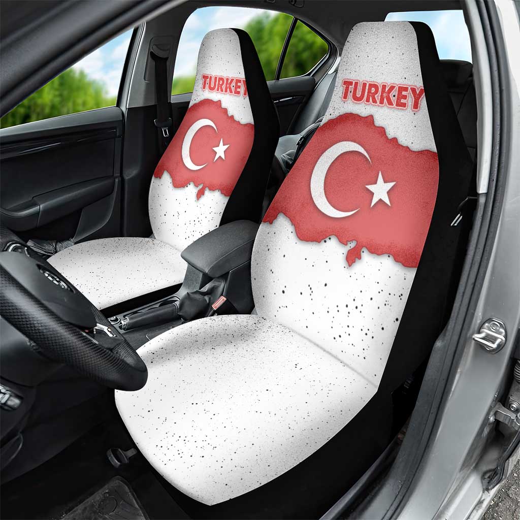 Turkey Flag Map Red and White Car Seat Cover with National Symbol