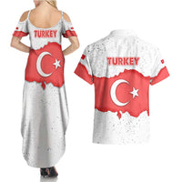 Turkey Flag Map Red and White Couples Matching Summer Maxi Dress and Hawaiian Shirt with National Symbol
